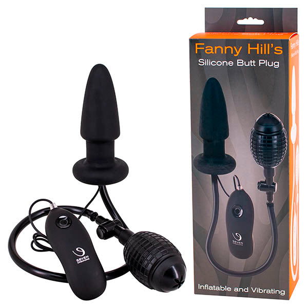 Seven Creations Fanny Hills Black Silicone Inflatable & Vibrating Butt Plug