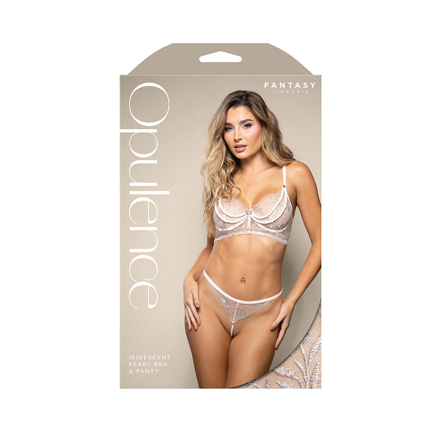 Opulence Iridescent Pearl Bra & Panty White White M/L Size