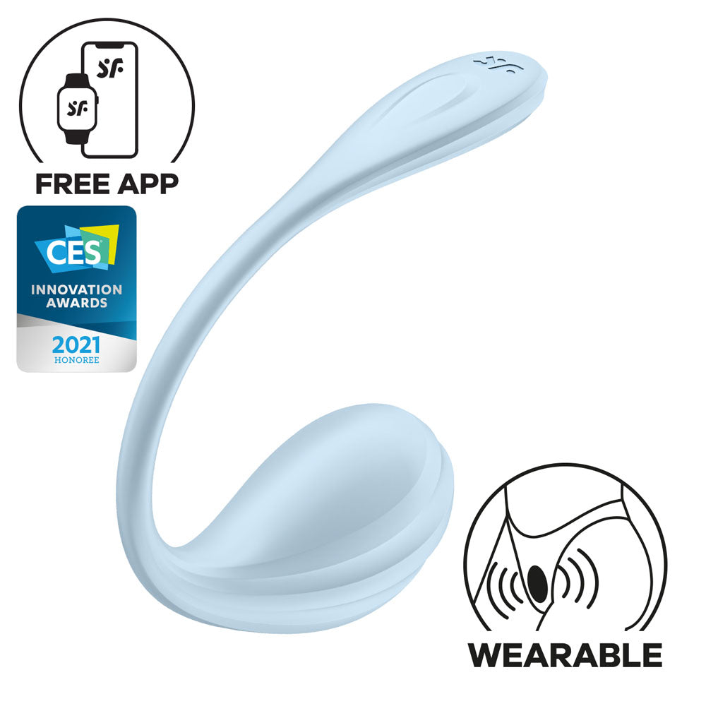 Satisfyer Smooth Petal Light Blue Light Blue Usb Rechargeable Wearable Stimulator With App Control