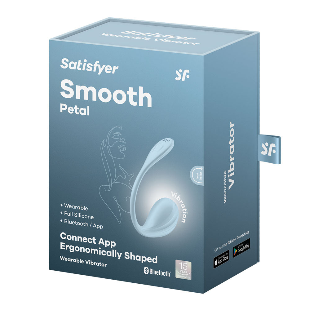 Satisfyer Smooth Petal Light Blue Light Blue Usb Rechargeable Wearable Stimulator With App Control