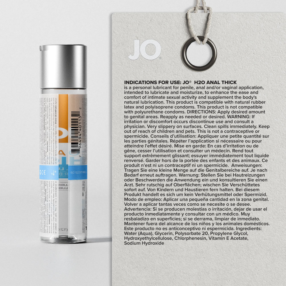 Jo H2 O Anal Thick Lube 240 M L Thick Water Based Anal Lubricant 240 Ml Bottle