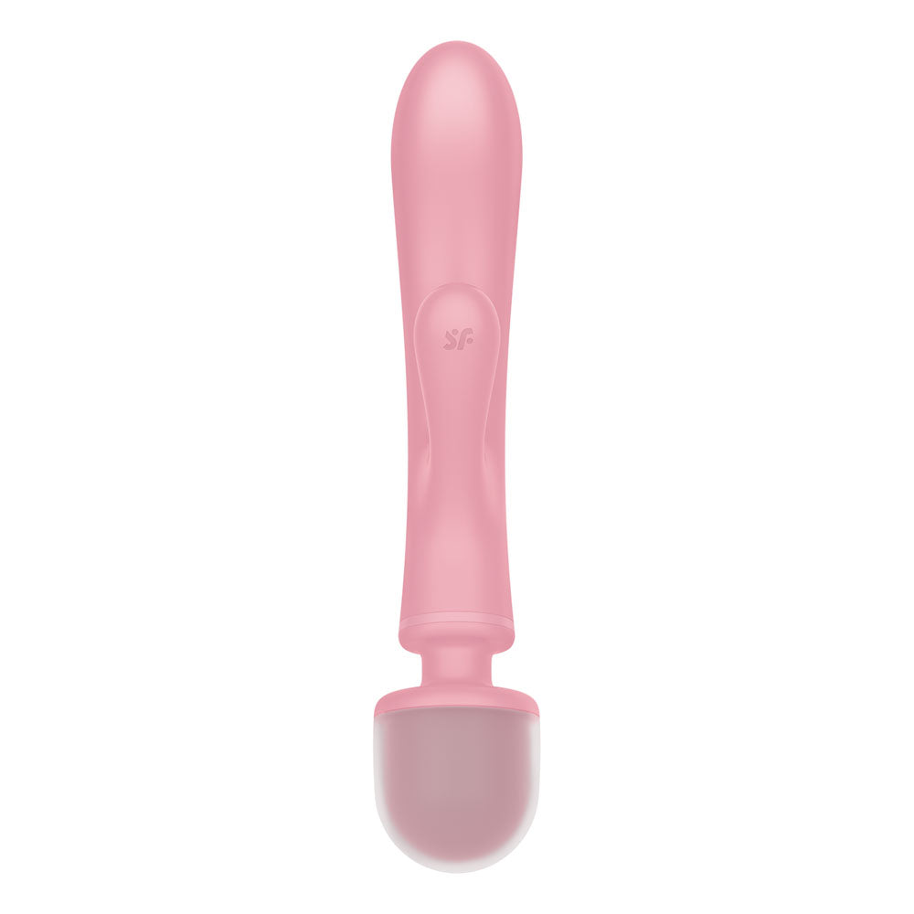 Satisfyer Triple Lover Pink Usb Rechargeable Rabbit Vibrator And Massage Wand