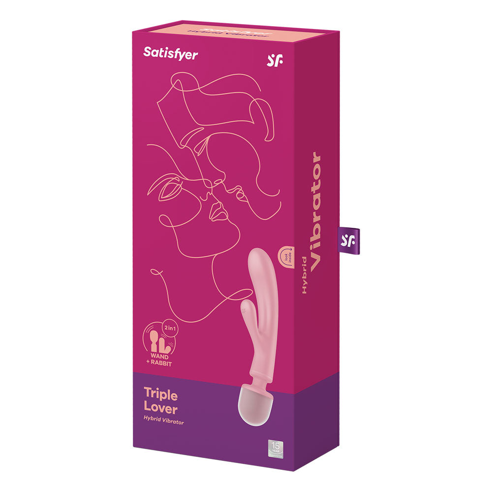 Satisfyer Triple Lover Pink Usb Rechargeable Rabbit Vibrator And Massage Wand