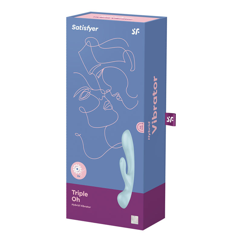 Satisfyer Triple Oh Light Blue Usb Rechargeable Rabbit Vibrator