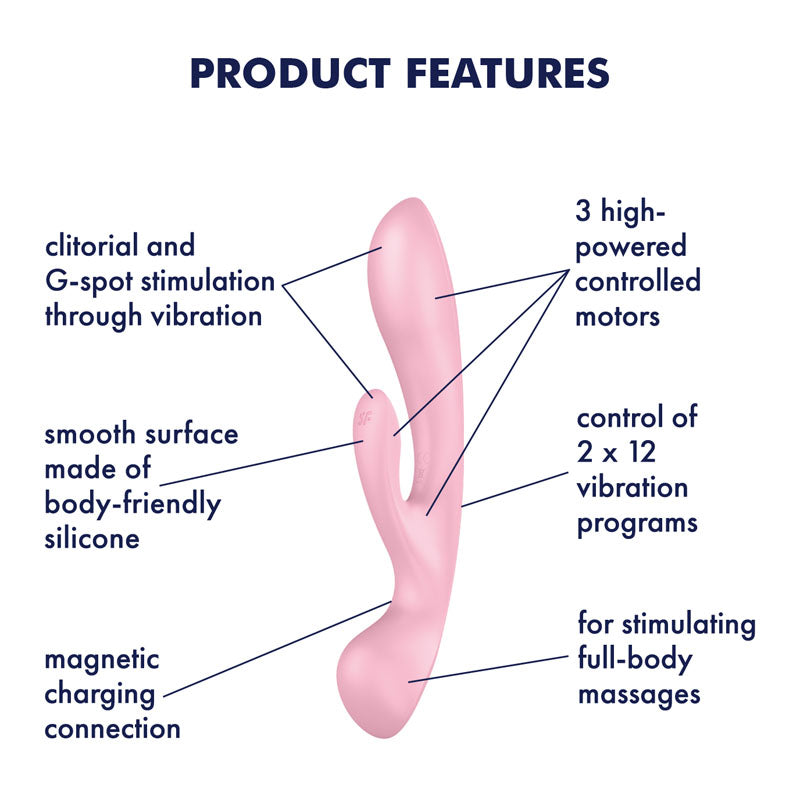 Satisfyer Triple Oh Pink Usb Rechargeable Rabbit Vibrator