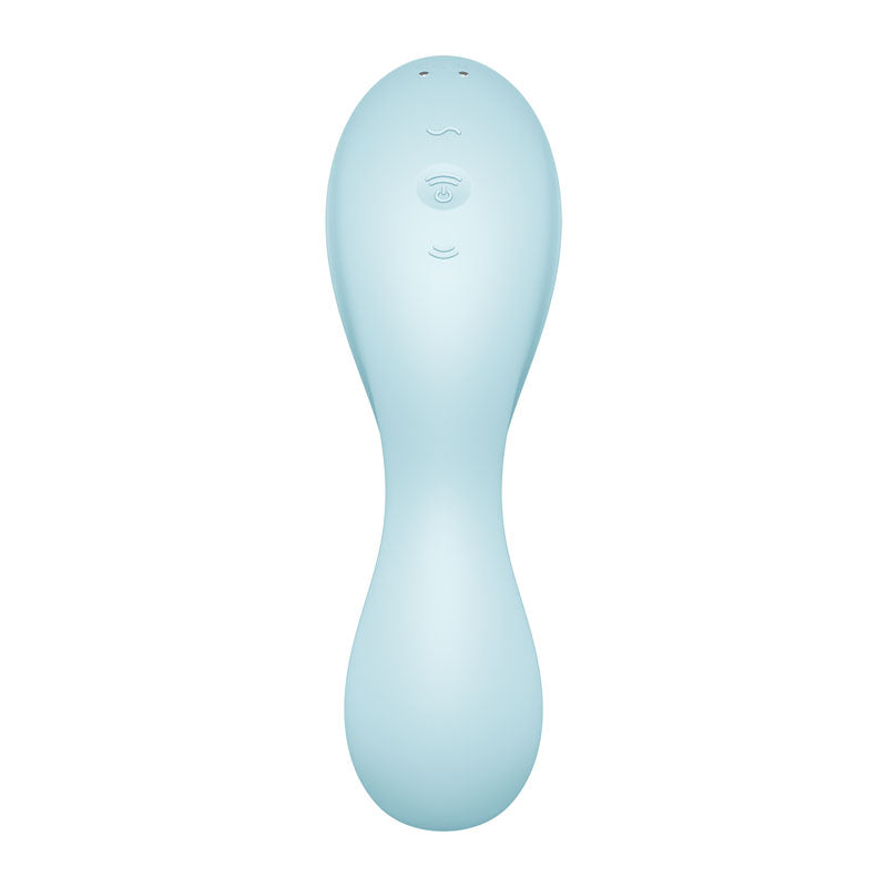 Satisfyer Curvy Trinity 5 Blue Usb Rechargeable Air Pulse Stimulator & Vibrator With App Control
