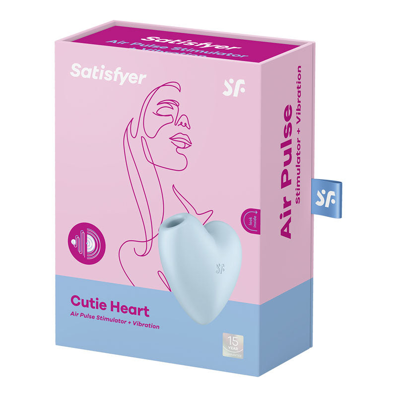 Satisfyer Cutie Heart Blue Blue Usb Rechargeable Air Pulsation Stimulator With Vibration