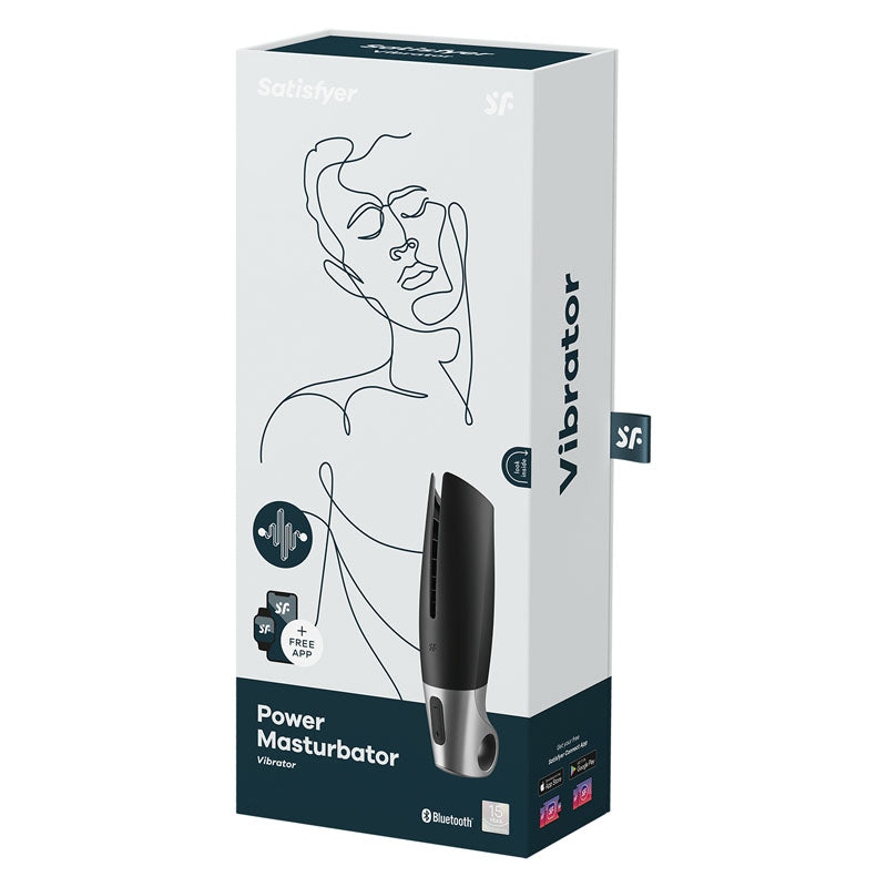 Satisfyer Power Masturbator Black Usb Rechargeable Vibrating Masturbator With App Control