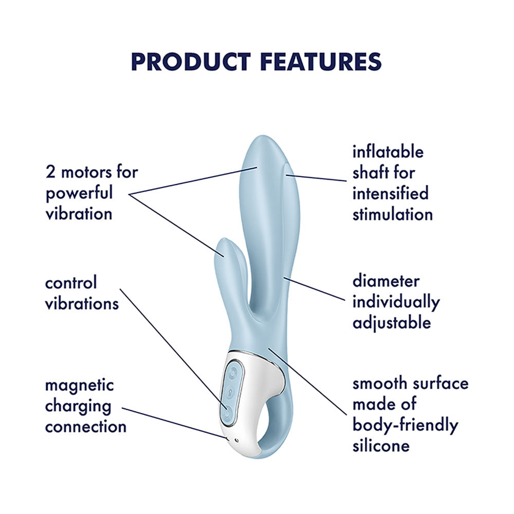 Satisfyer Air Pump Bunny 1 Blue Usb Rechargeable Inflatable Rabbit Vibrator