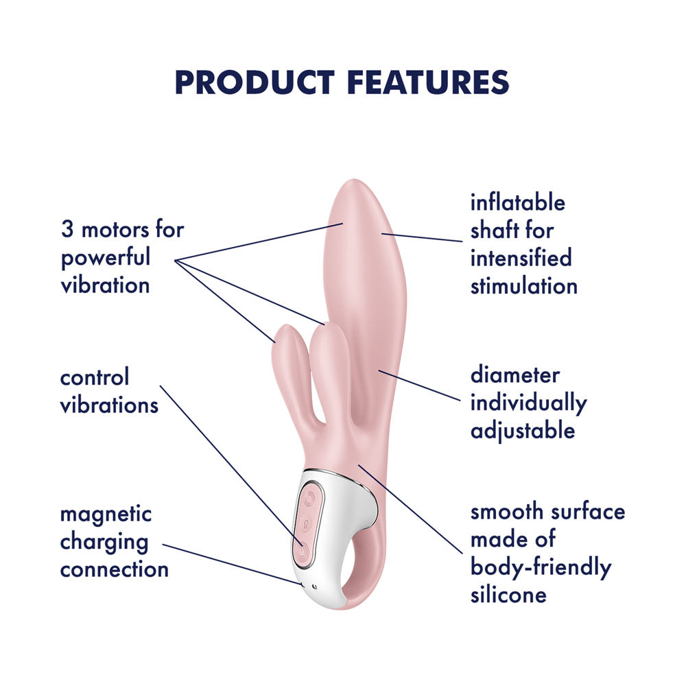 Satisfyer Air Pump Bunny 3 Pink Usb Rechargeable Inflatable Rabbit Vibrator