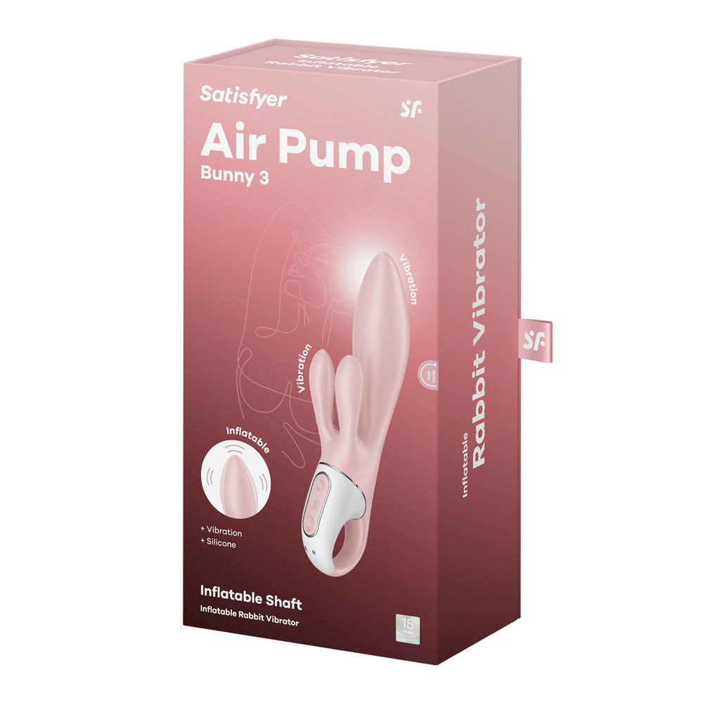 Satisfyer Air Pump Bunny 3 Pink Usb Rechargeable Inflatable Rabbit Vibrator