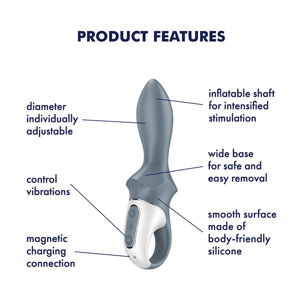 Satisfyer Air Pump Booty 1 Grey Usb Rechargeable Inflatable Anal Vibrator