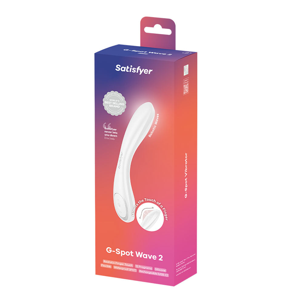 Satisfyer G Spot Wave 2 White White 23.6 Cm Usb Rechargeable Flicking Tip Vibrator