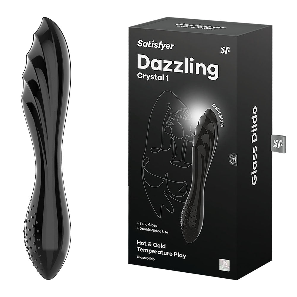 Satisfyer Dazzling Crystal 1 Black Black Glass Double Ended Dildo