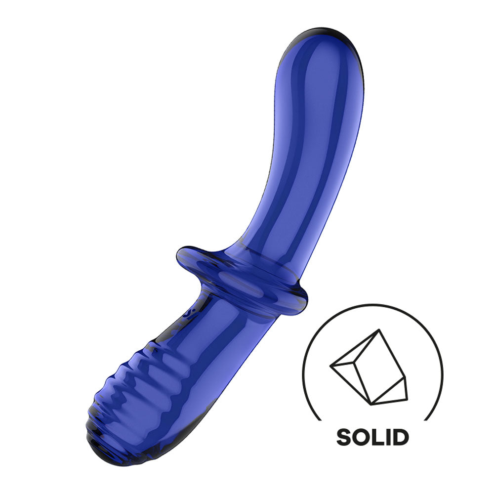 Satisfyer Double Crystal Blue Blue Glass Double Ended Dildo