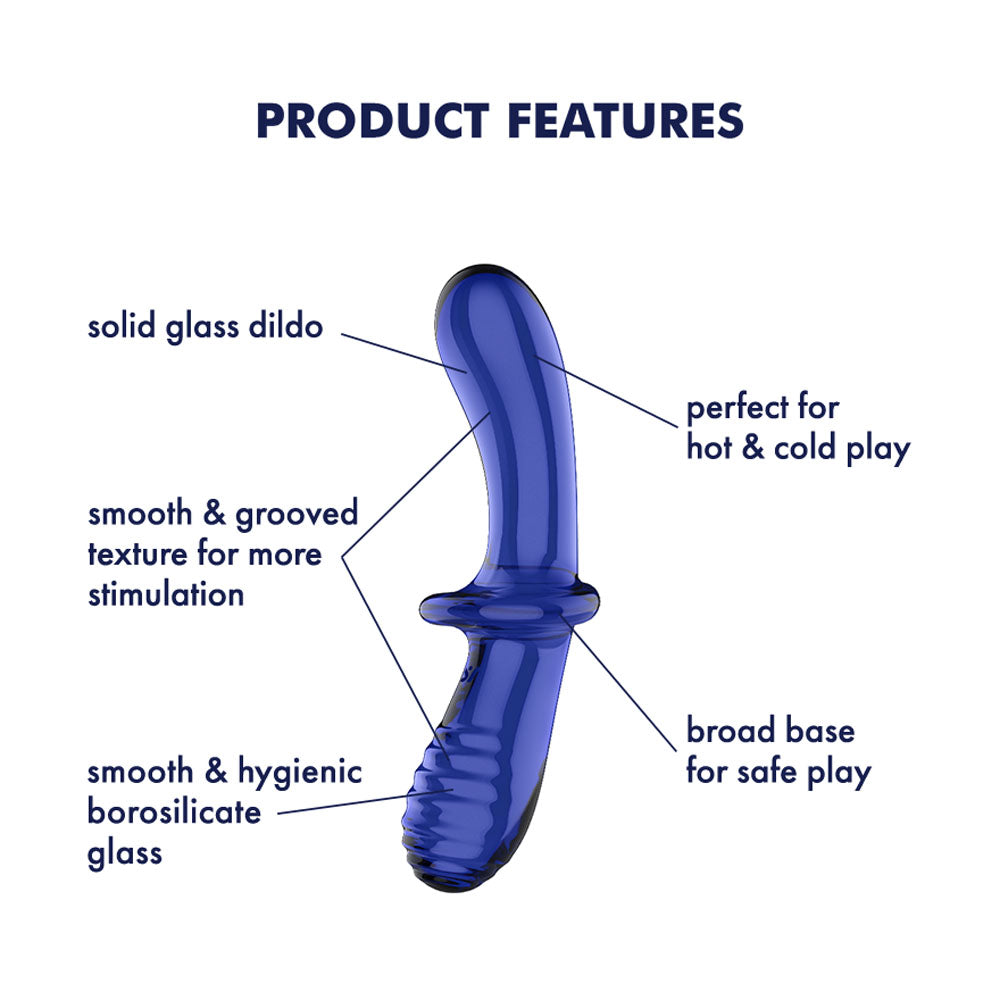 Satisfyer Double Crystal Blue Blue Glass Double Ended Dildo