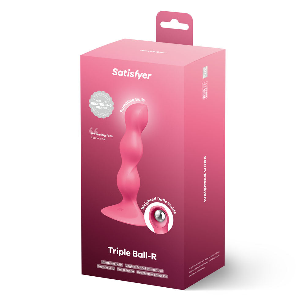 Satisfyer Triple Ball R Red Red 18 Cm Beaded And Weighted Dildo