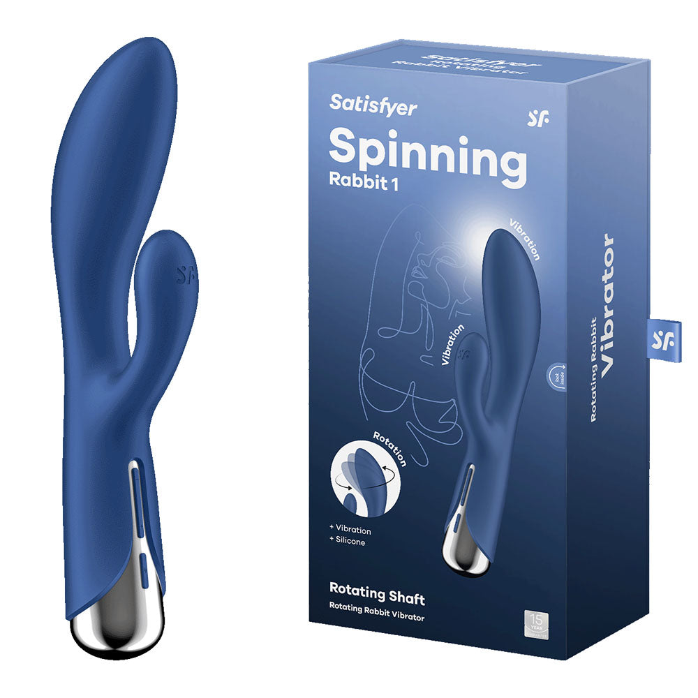 Satisfyer Spinning Rabbit 1 Blue Blue 20 Cm Usb Rechargeable Rotating Rabbit Vibrator
