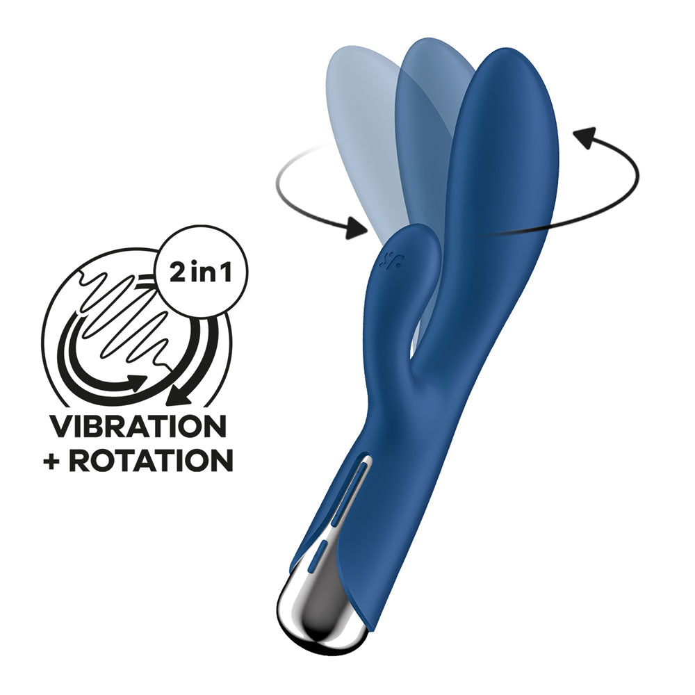Satisfyer Spinning Rabbit 1 Blue Blue 20 Cm Usb Rechargeable Rotating Rabbit Vibrator