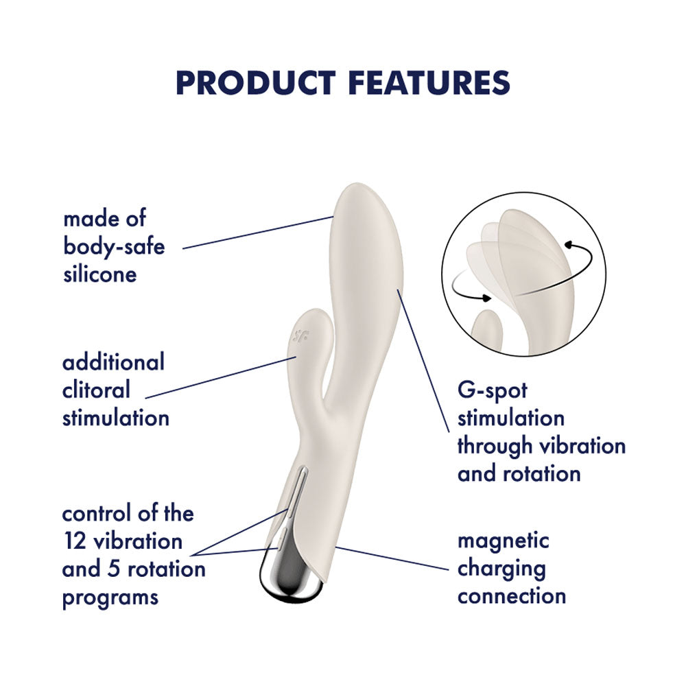 Satisfyer Spinning Rabbit 1 Beige Beige 20 Cm Usb Rechargeable Rotating Rabbit Vibrator