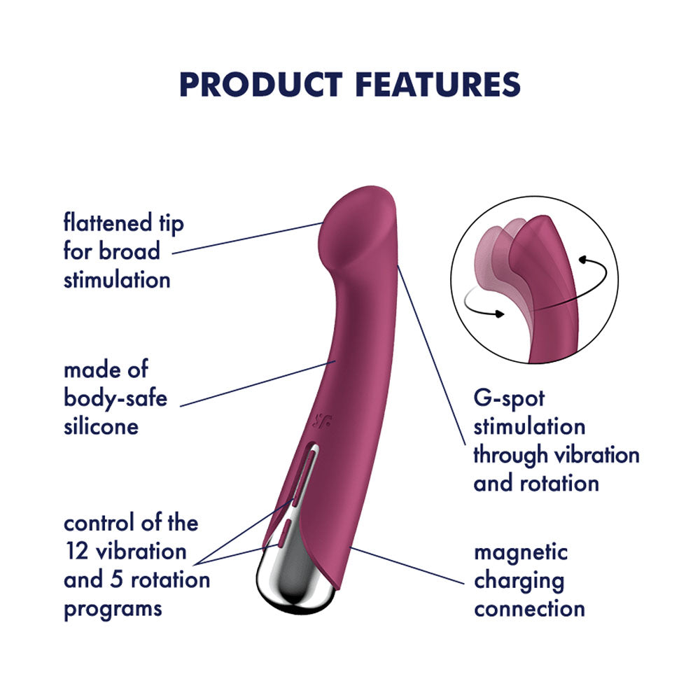 Satisfyer Spinning G Spot 1 Red Red 16.5 Cm Usb Rechargeable Rotating Vibrator