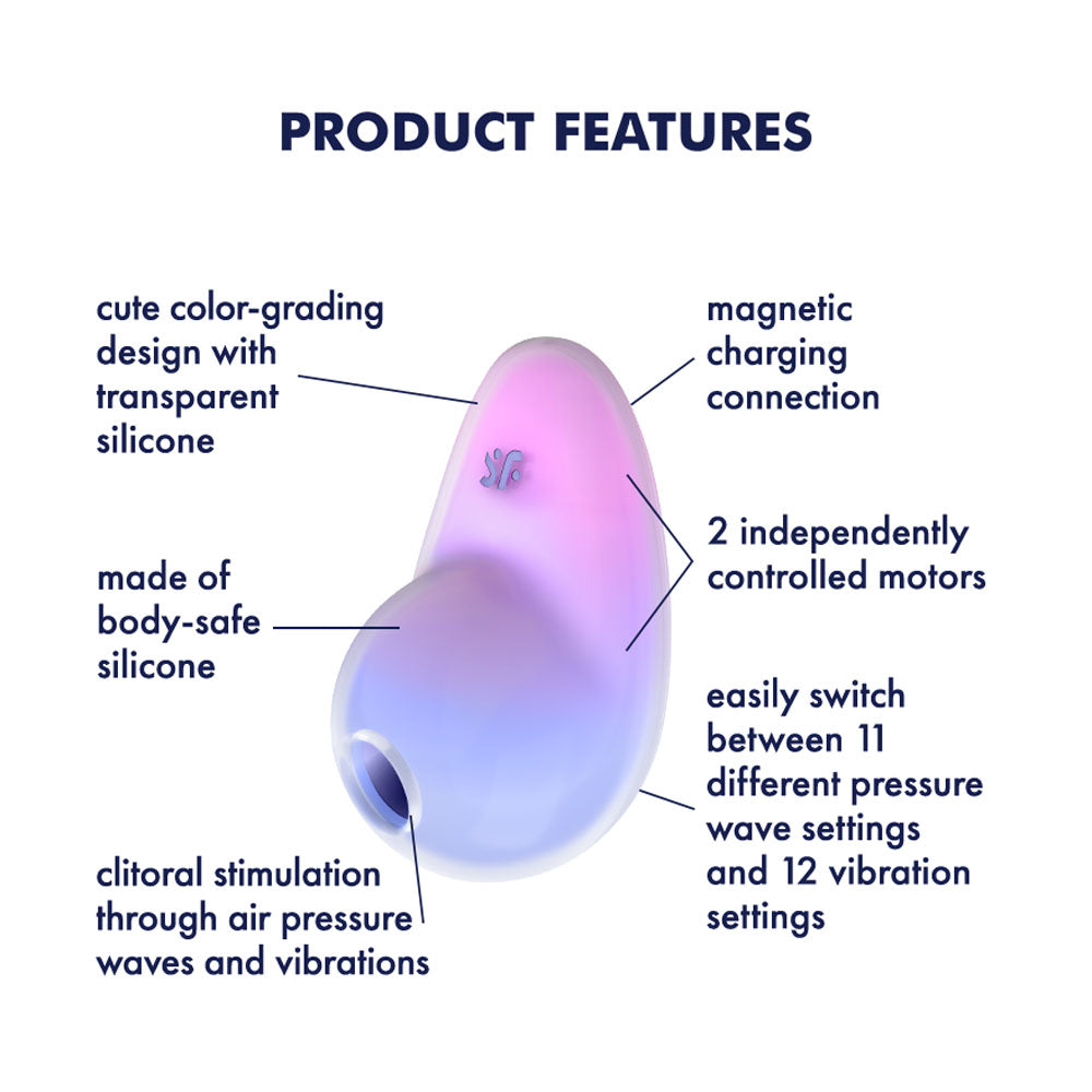 Satisfyer Pixie Dust Violet/Pink Violet/Pink Usb Rechargeable Vibrating Air Pulse Stimulator