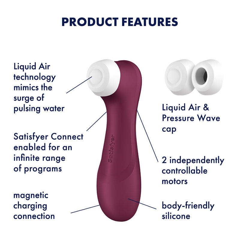 Satisfyer Pro 2 Generation 3 With App Control Wine Red Wine Red Touch Free Usb Rechargeable Clitoral Stimulator