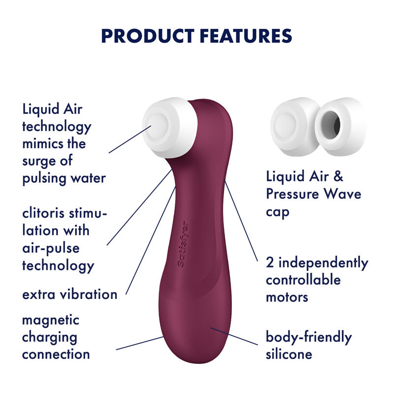 Satisfyer Pro 2 Generation 3 Wine Red Wine Red Touch Free Usb Rechargeable Clitoral Stimulator