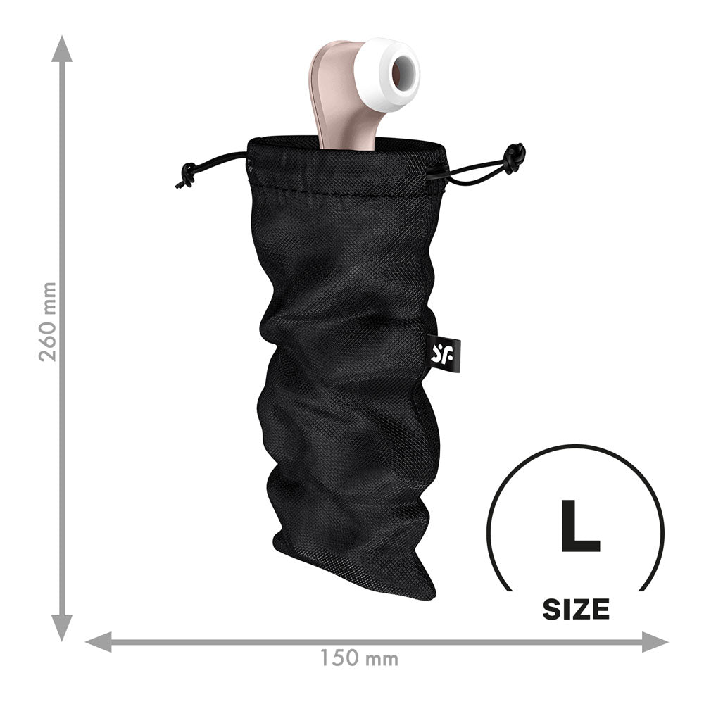 Satisfyer Treasure Bag Large Black Black Large Toy Storage Bag