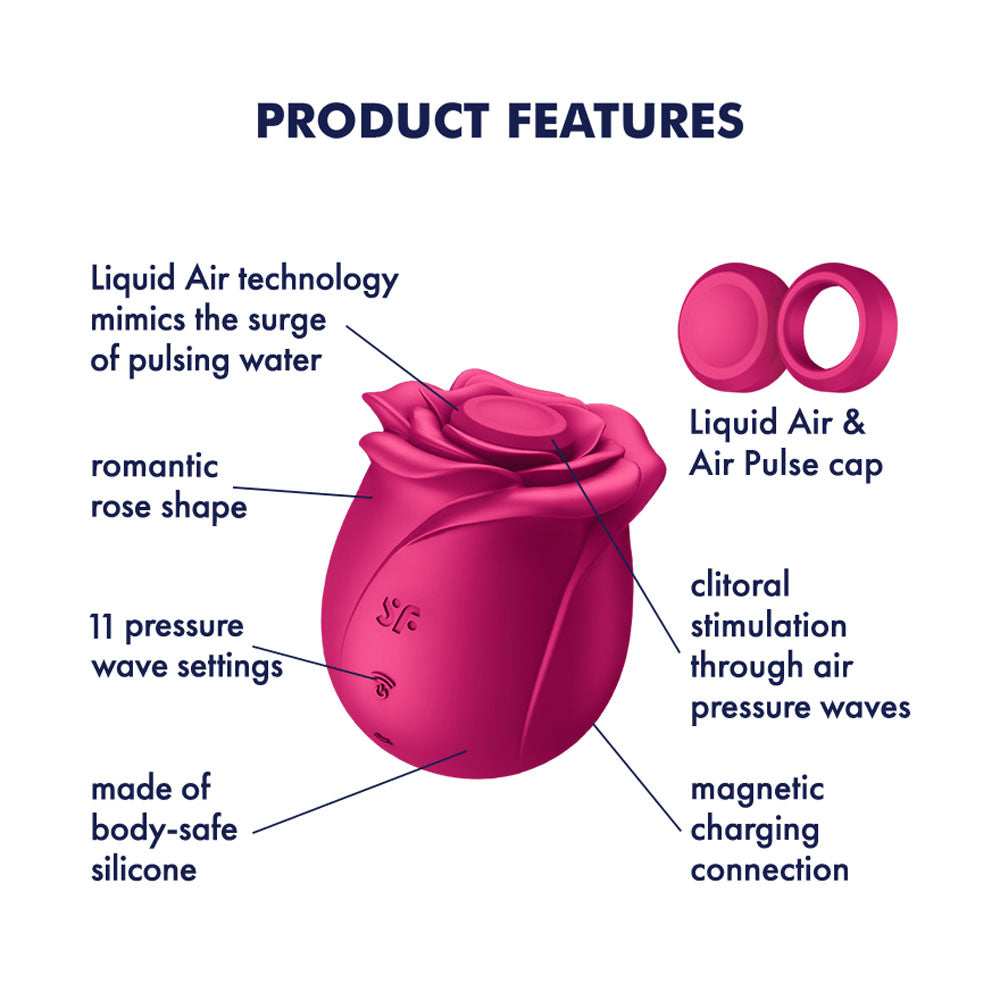 Satisfyer Pro 2 Classic Blossom Red Usb Rechargeable Air Pulse Rose Stimulator