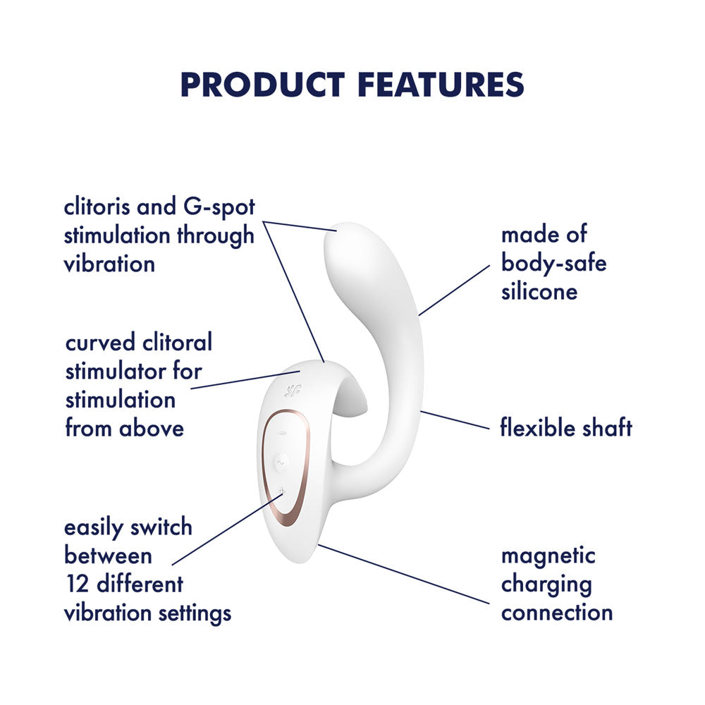 Satisfyer G For Goddess 1 White White Usb Rechargeable Vibrator With Clit Stim