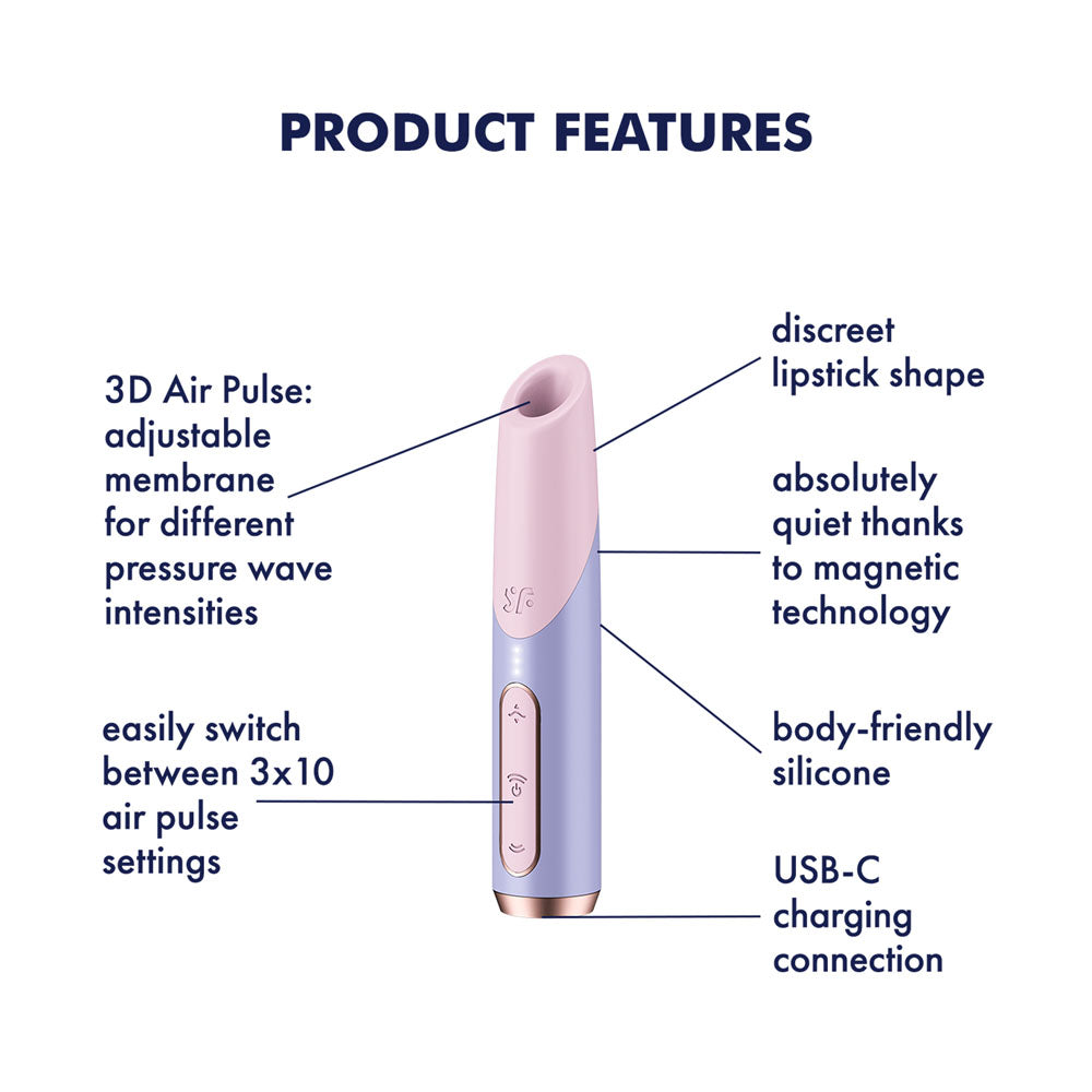 Satisfyer Bold Kiss Purple Usb Rechargeable Air Pulse Stimulator