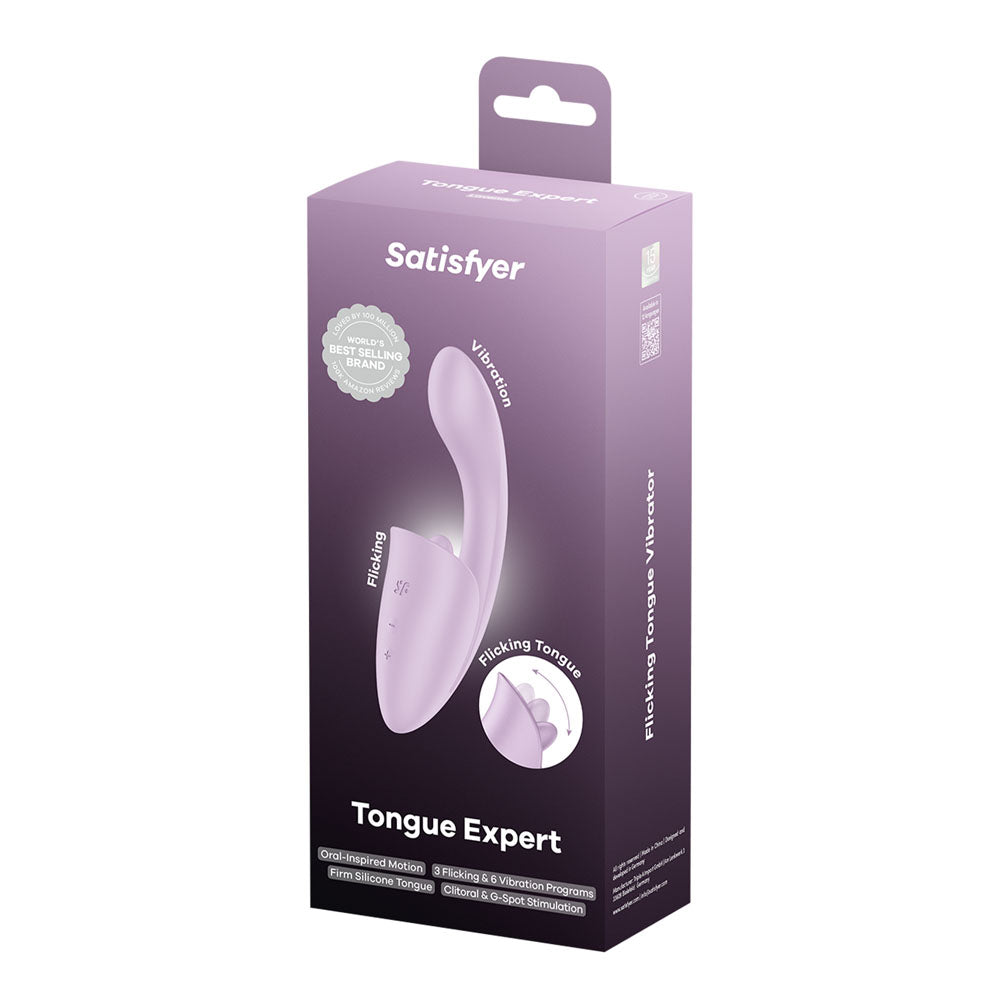 Satisfyer Tongue Expert Violet 18 Cm Usb Rechargeable Vibrator With Flicking Clit Stimulator