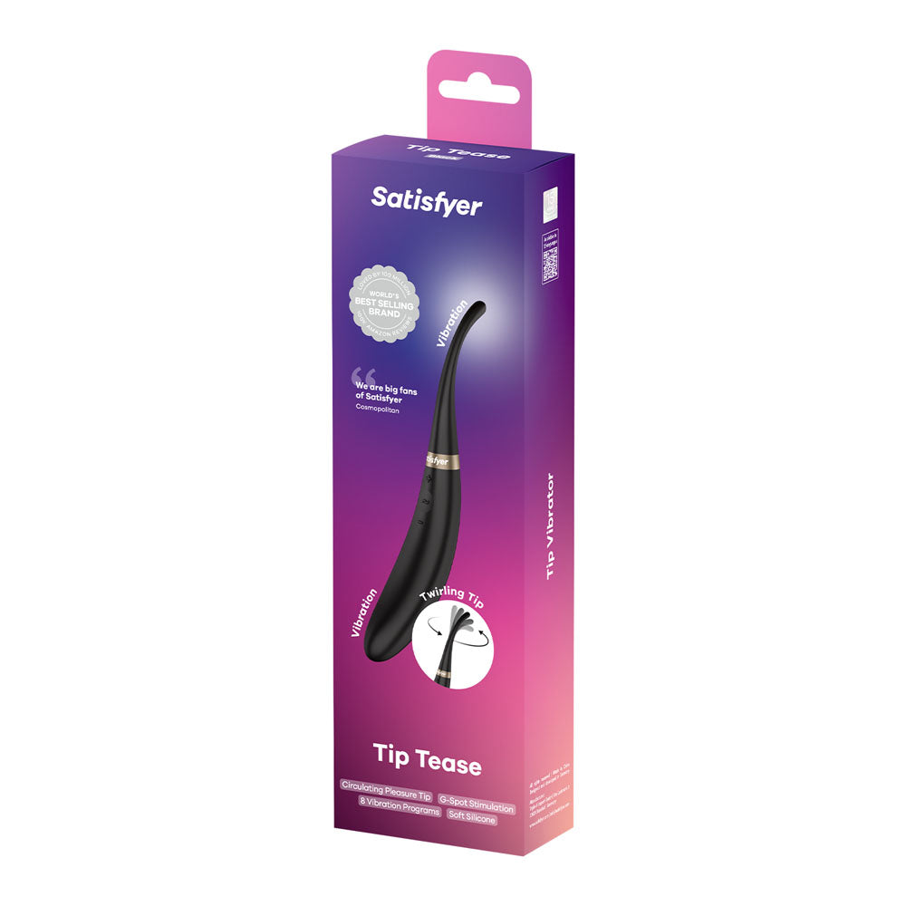 Satisfyer Tip Tease Black Black Usb Rechargeable Vibrator With Twirling Tip