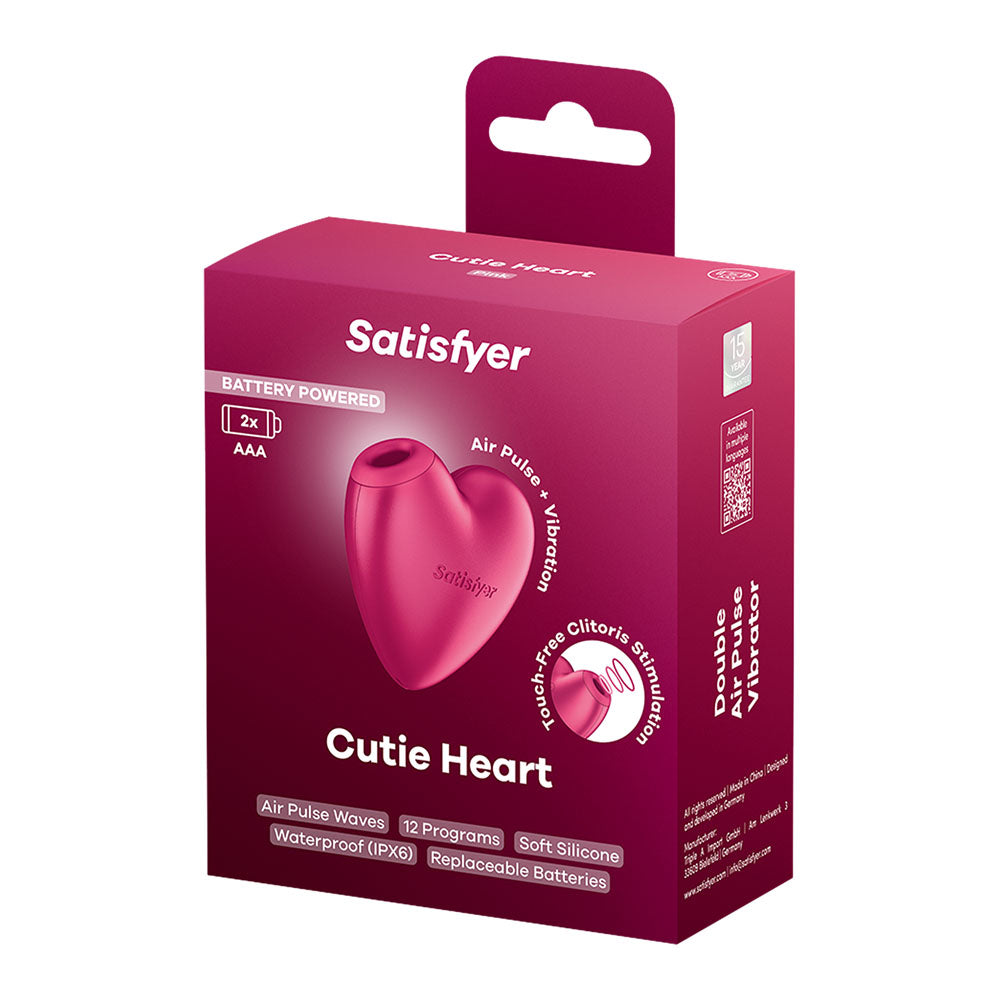 Satisfyer Cutie Heart Battery Operated Pink Air Pulsation Stimulator With Vibration