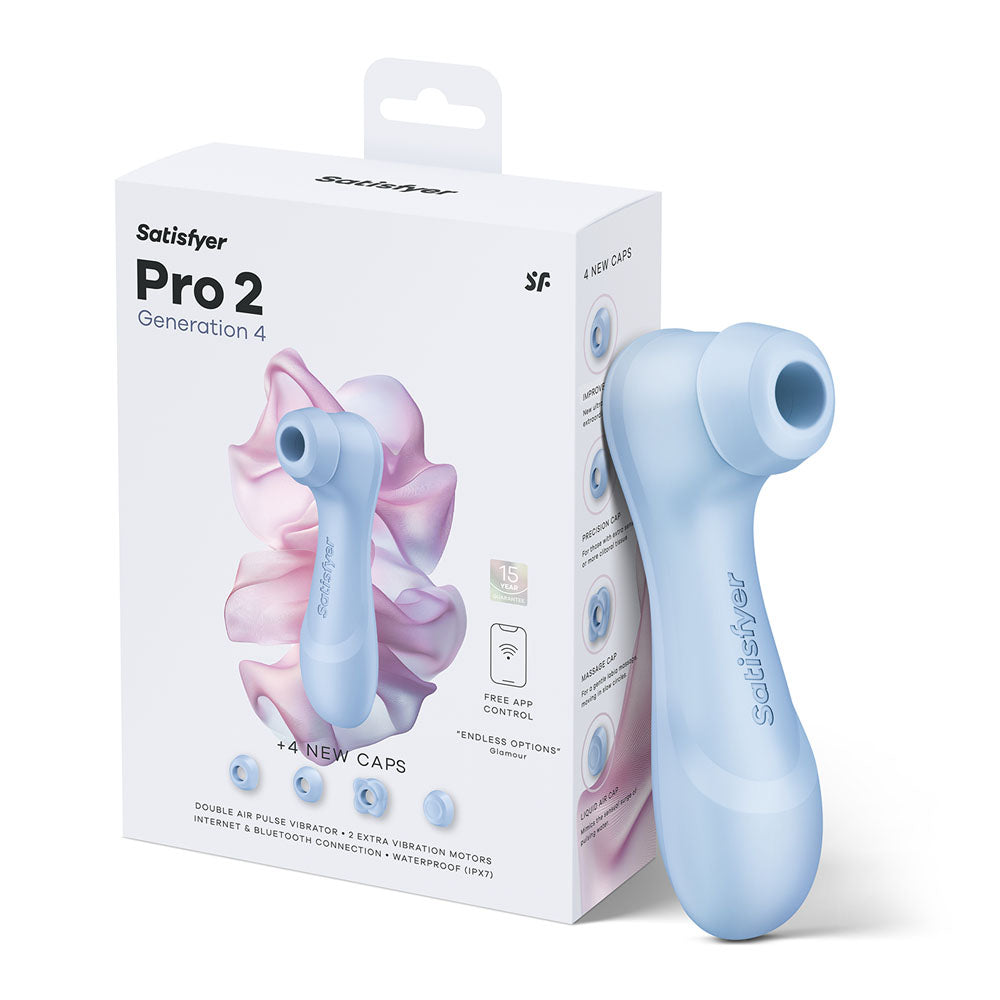 Satisfyer Pro 2 Generation 4 Serene Blue Blue Touch Free Usb C Rechargeable Clitoral Stimulator With App Control
