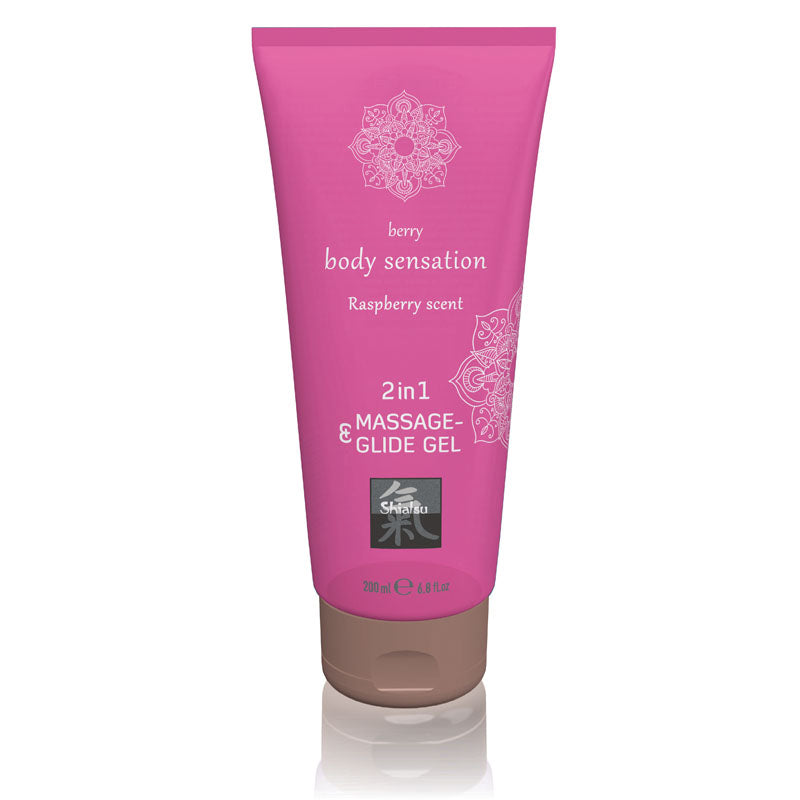 Shiatsu 2in1 Massage & Glide Gel Raspberry Scented 200 Ml