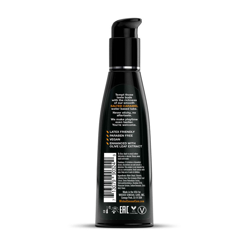 Wicked Aqua Salted Caramel Salted Caramel Flavoured Water Based Lubricant 120 Ml (4 Oz) Bottle