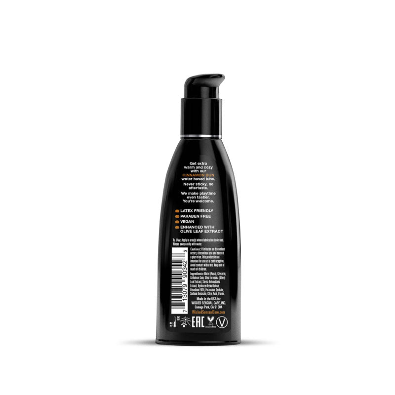 Wicked Aqua Cinnamon Bun Cinnamon Bun Flavoured Water Based Lubricant 60 Ml (2 Oz) Bottle