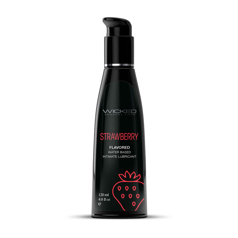 Wicked Aqua Strawberry Strawberry Flavoured Water Based Lubricant 120 Ml (4 Oz) Bottle