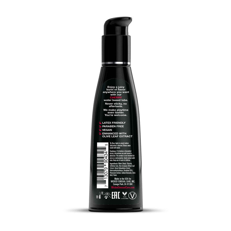 Wicked Aqua Cherry Cherry Flavoured Water Based Lubricant 120 Ml (4 Oz) Bottle