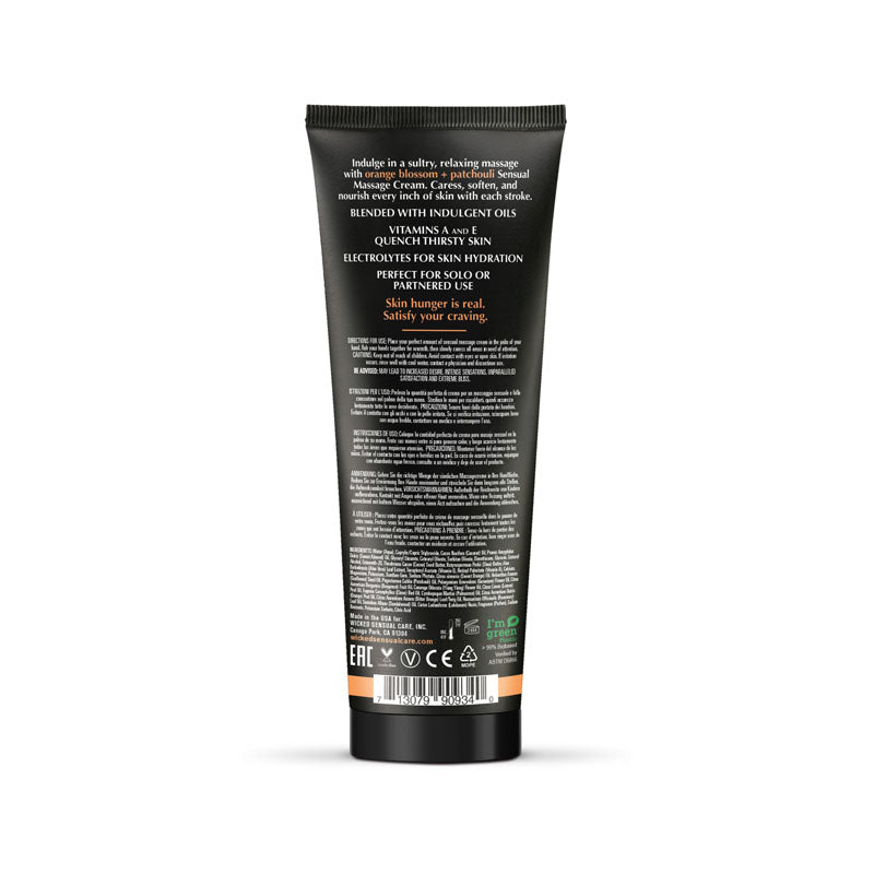 Wicked Orange Blossom + Patchouli Sensual Massage Cream Scented Massage Cream 120 Ml Tube