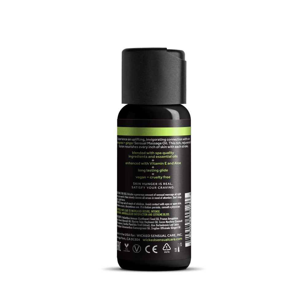 Wicked Sensual Massage Oil Lemongrass + Ginger Lemongrass And Ginger Scented Massage Oil 120 Ml Tube