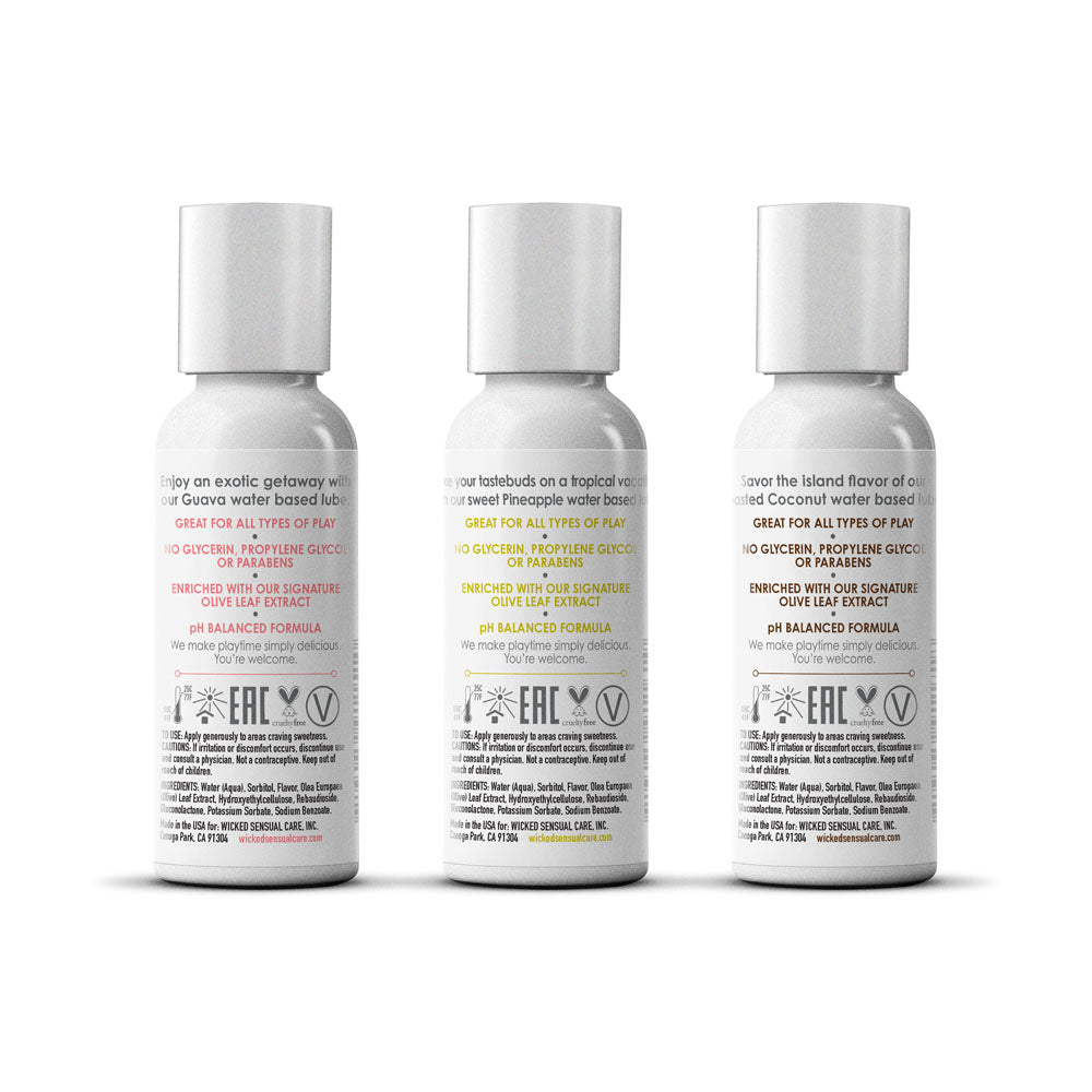 Wicked Simply Tropical Trio Flavoured Water Based Lubricants Set Of 3 X 30 Ml Bottles