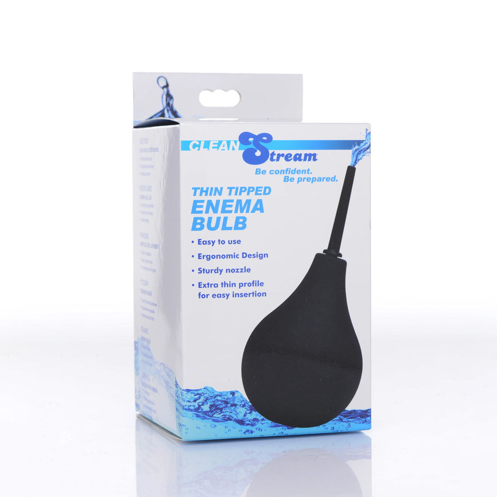 Clean Stream Thin Tip Silicone Enema Bulb Black Unisex Douche
