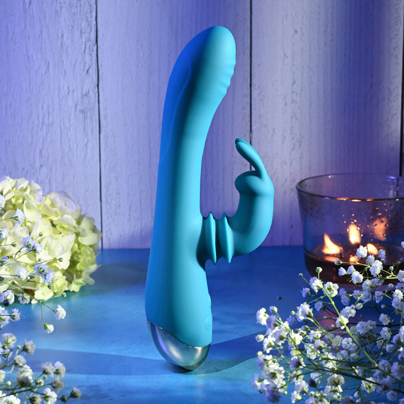Adam & Eve Shimmy & Shake Velvet Rabbit Blue 22.4 Cm Usb Rechargeable Rabbit Vibrator