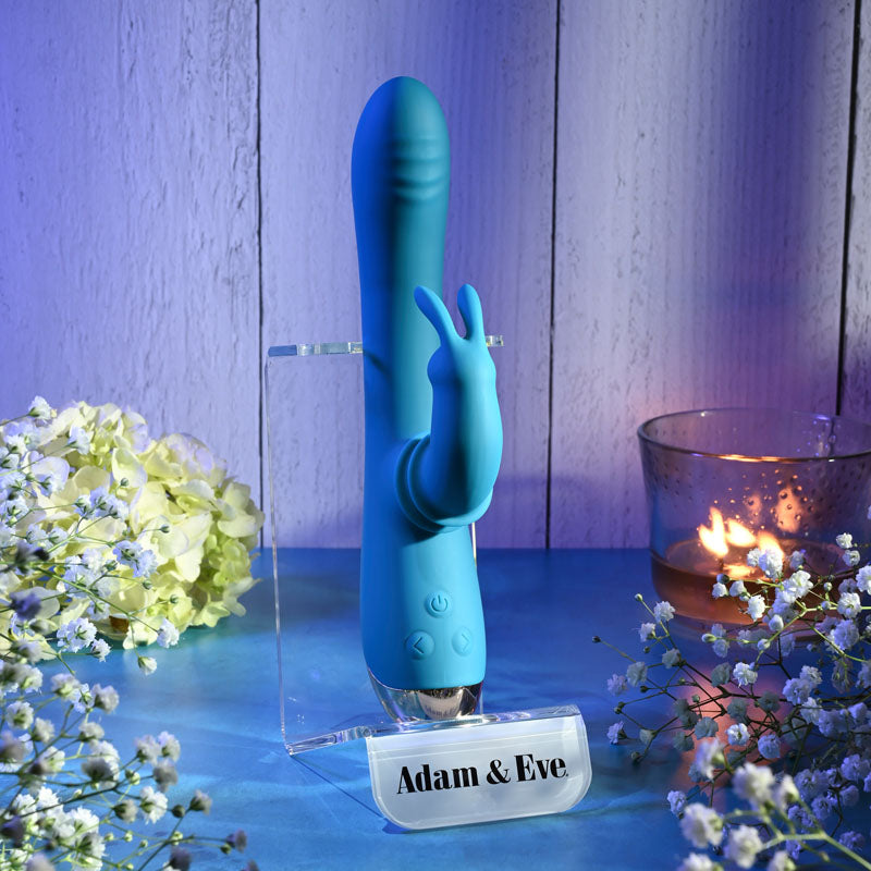 Adam & Eve Shimmy & Shake Velvet Rabbit Blue 22.4 Cm Usb Rechargeable Rabbit Vibrator