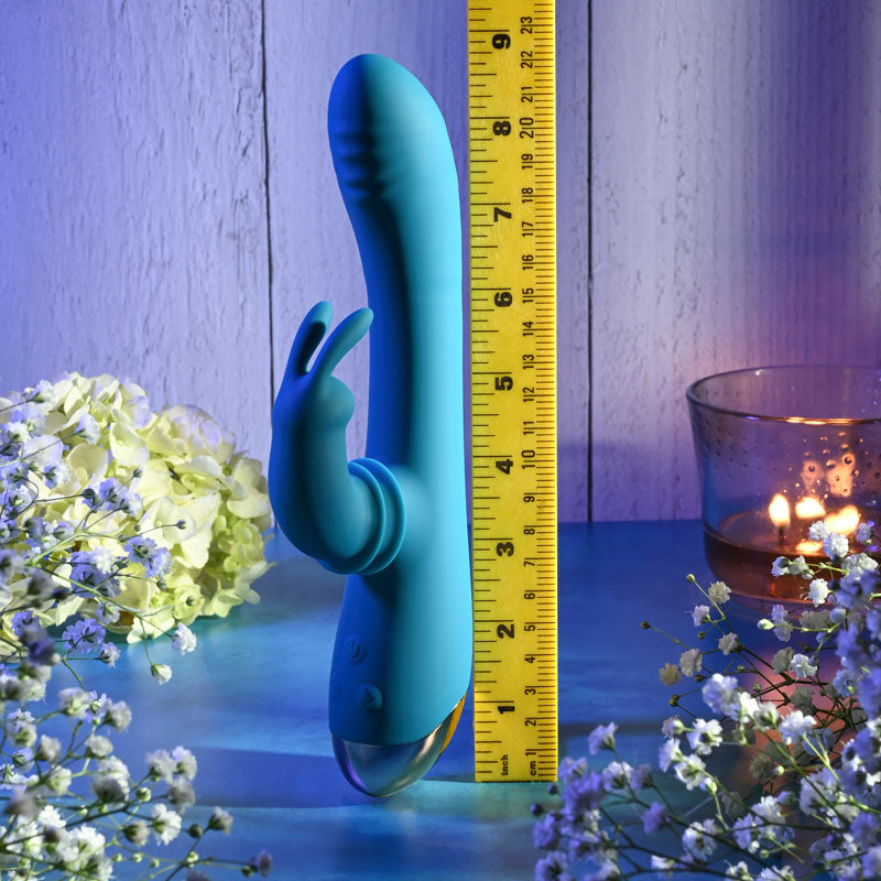 Adam & Eve Shimmy & Shake Velvet Rabbit Blue 22.4 Cm Usb Rechargeable Rabbit Vibrator