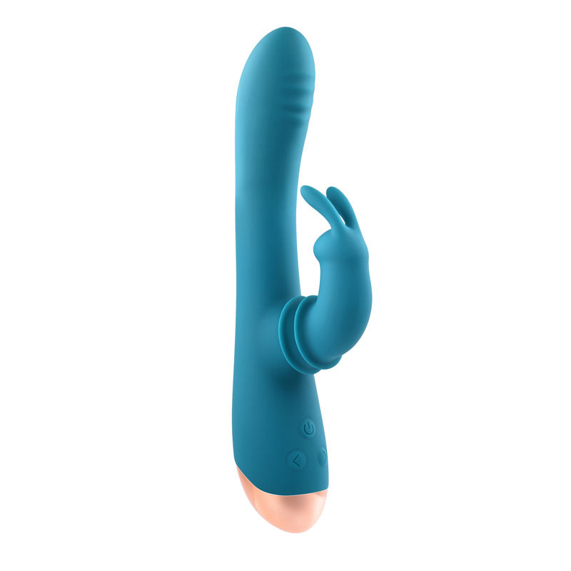Adam & Eve Shimmy & Shake Velvet Rabbit Blue 22.4 Cm Usb Rechargeable Rabbit Vibrator