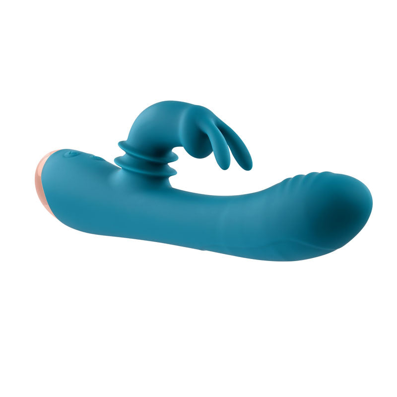Adam & Eve Shimmy & Shake Velvet Rabbit Blue 22.4 Cm Usb Rechargeable Rabbit Vibrator